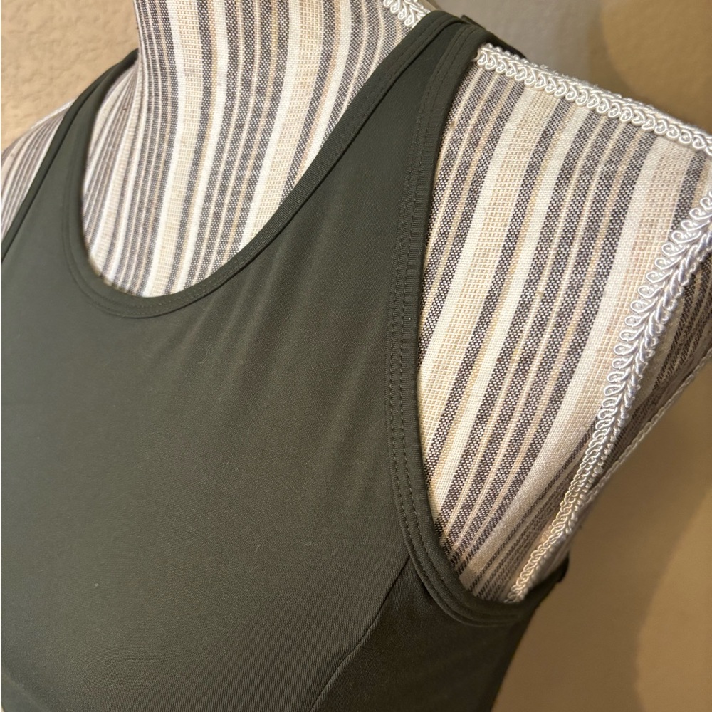 All in Motion Athletic Tank Top Medium Olive Green Racerback Mesh Panel Stretchy - Picture 8 of 14